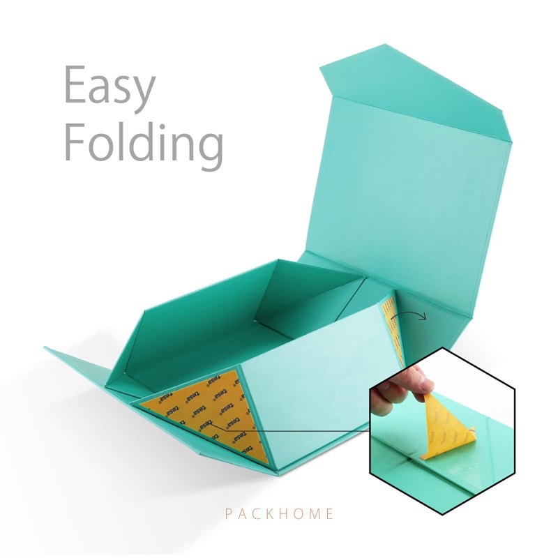 PACKHOME Gift Box 9x6.5x3.8 Inches, Rectangle Collapsible Box with Magnetic Lid for Gift Packaging (Matte Turquoise, Grain Texture) - Image 5